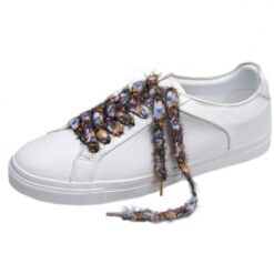 Cordones Planos Estampados Flores Marrón Azul - Imagen 7