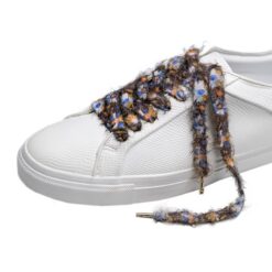 Cordones Planos Estampados Flores Marrón Azul - Imagen 6