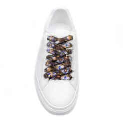 Cordones Planos Estampados Flores Marrón Azul - Imagen 4