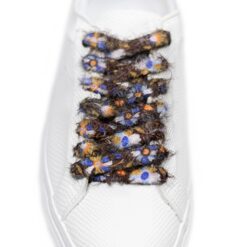 Cordones Planos Estampados Flores Marrón Azul - Imagen 3