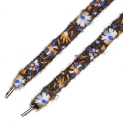 Cordones Planos Estampados Flores Marrón Azul - Imagen 2