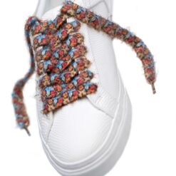 Cordones Planos Estampados Flores Rojo Naranja Azul - Imagen 5