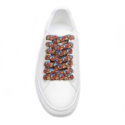 Cordones Planos Estampados Flores Rojo Naranja Azul - Imagen 4