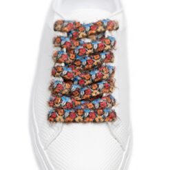 Cordones Planos Estampados Flores Rojo Naranja Azul - Imagen 3