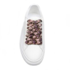 Cordones Planos Estampados Flores Rosa Púrpura - Imagen 4