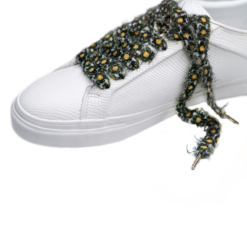 Cordones Planos Estampados Flores Blanco Negro - Imagen 6