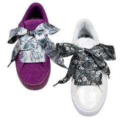 Cordones Planos Estampados Raso Flores Negras - Imagen 11