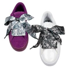 Cordones Planos Estampados Raso Flores Negras - Imagen 6
