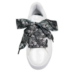 Cordones Planos Estampados Raso Flores Negras - Imagen 10