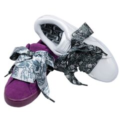 Cordones Planos Estampados Raso Flores Negras - Imagen 4