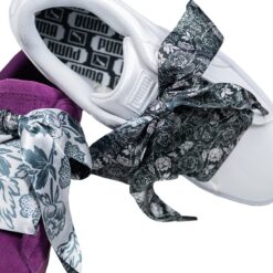 Cordones Planos Estampados Raso Flores Negras - Imagen 8
