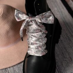 Cordones Planos Estampados Raso Flores Rosas - Imagen 7